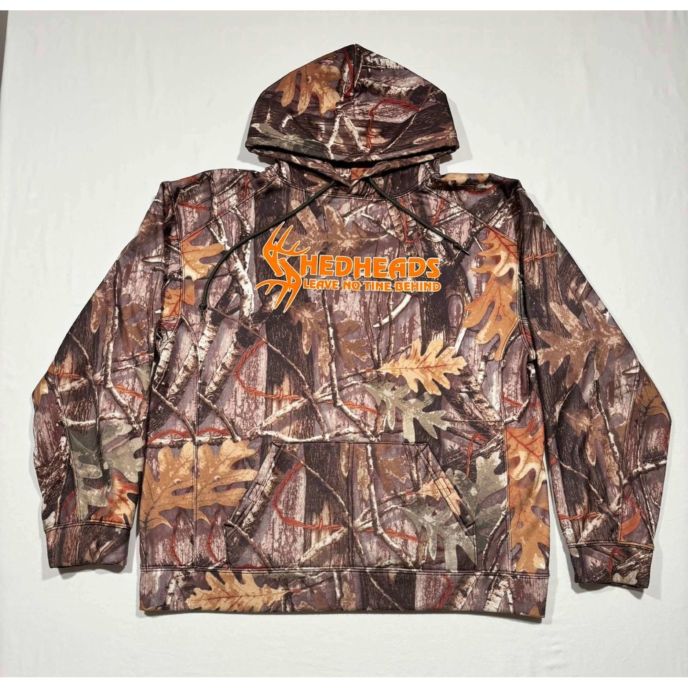 Badger Sport Shedheads Camo Hoodie Mens Large Leave No Tine Behind Hunting Brown